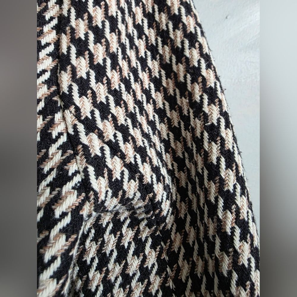 Defacto Houndstooth Black Tan Oversized Fit Tweed Blazer Sz 36 Double Breast - Picture 7 of 8